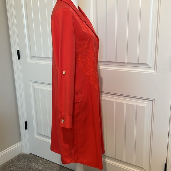 NEW SOFT SURROUNDINGS‎ EMBROIDERED SALMON POPOVER SHIFT DRESS LARGE Career Soft - Picture 8 of 16